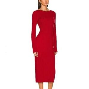 LITA by Ciera Merino Wool Long Sleeve Red Sweater Midi Dress Women's Small, $395